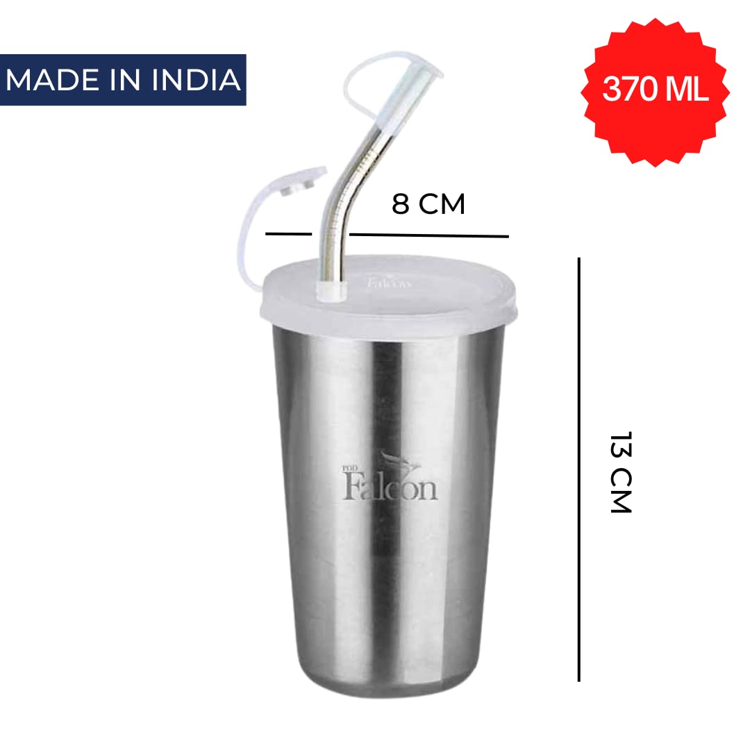 PddFalcon Stainless Steel Sipper Strawglass 370ml