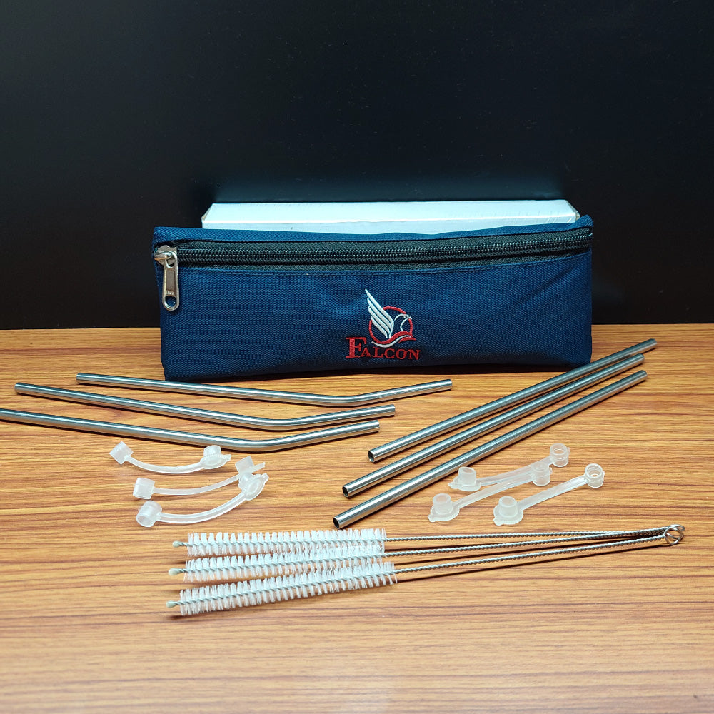 Straw And Cleaning Brush Combo With Bag Set of 3