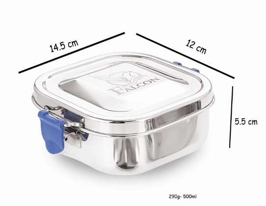 Pdd Falcon Steel Recta Lunch Box 1pcs Blue FP17003 - 500ml