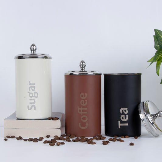 Pdd Falcon Steel Utsaav Canister 750ml Set of 3 - Black, White & Brown