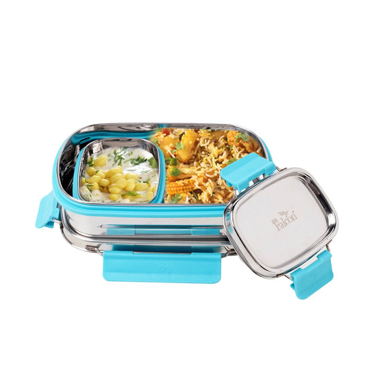 PddFalcon Stainless Steel Recta Lunch Mate 100% Leakproof Lunch Box Sky Blue- 930ml