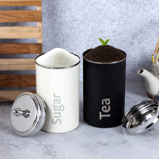 Pdd Falcon Steel Utsaav Canister 750ml Set of 2 - Black & White