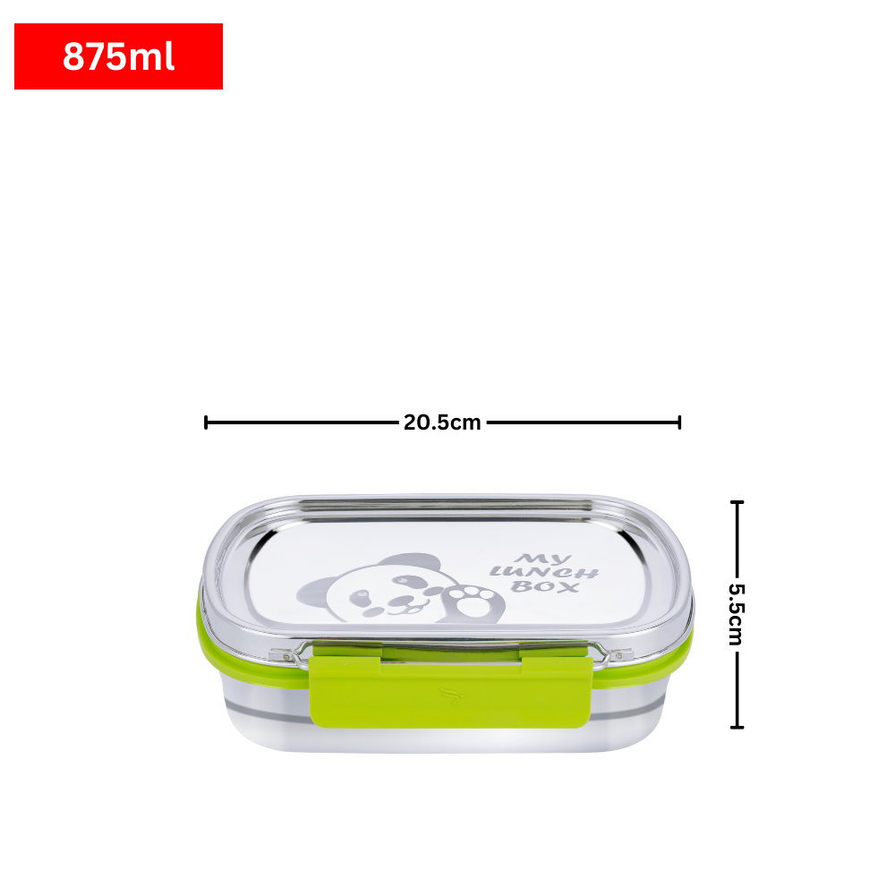 875ml Stainless steel lunchbox for kids with additional small steel container perfect for school and outdoors - 100% leakproof, crack free, odor free, rust free, steel lid and easy lock.