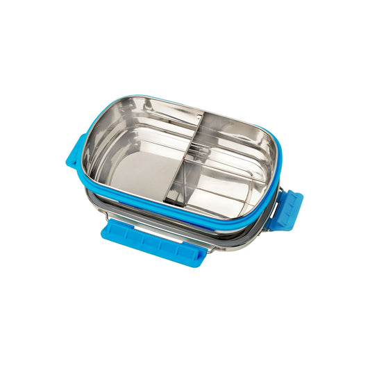 PddFalcon Stainless Steel Munch Trio Lunch Box with 3 Partition - 750ml Turkish Blue