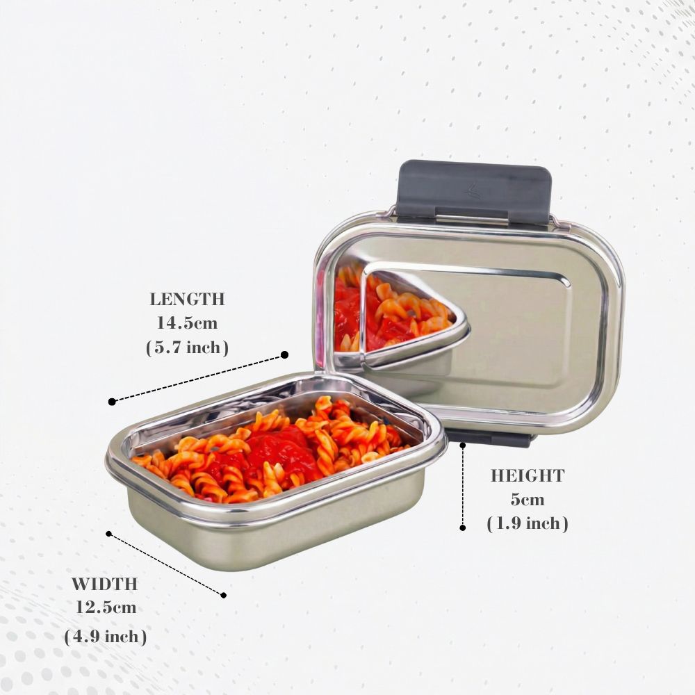 PDDFALCON Stainless Steel Recta Nano Container, 100%Leakproof & Air Tight Container 350ml