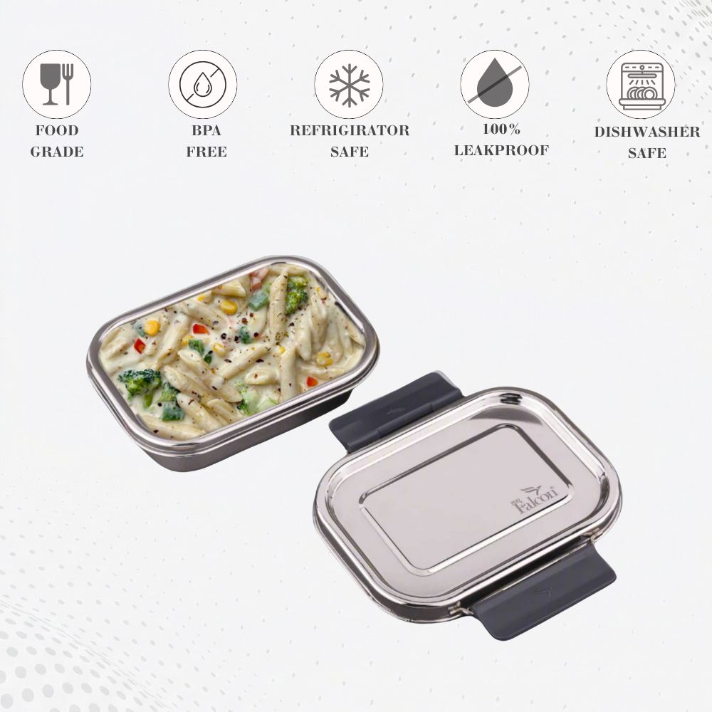 PDDFALCON Stainless Steel Recta Nano Container, 100%Leakproof & Air Tight Container 350ml