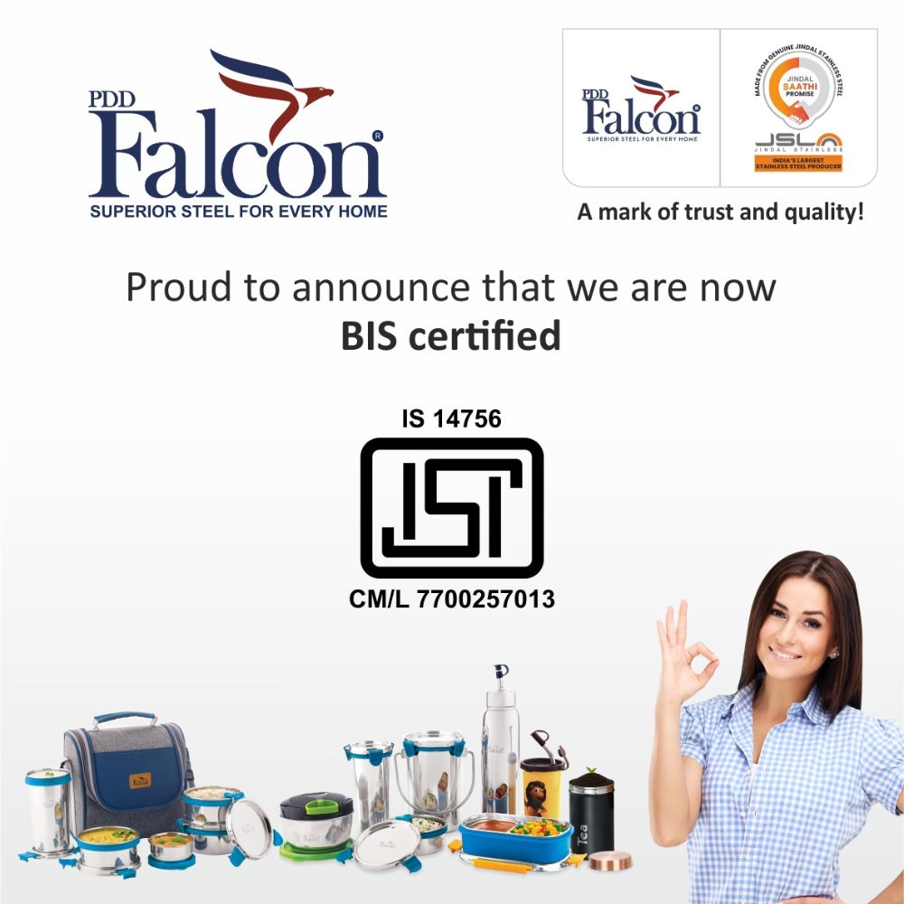 PDDFALCON Stainless Steel Recta Nano Container, 100%Leakproof & Air Tight Container 350ml