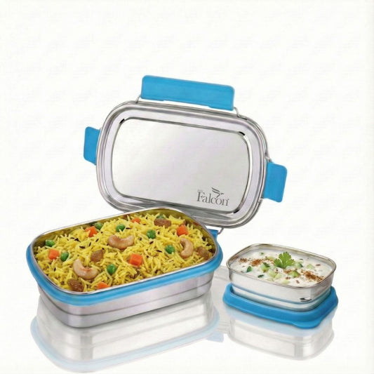 PddFalcon Stainless Steel Recta Munchy Aries 100% Leakproof Lunch Box Turkish Blue - 930ml