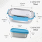 PddFalcon Stainless Steel Recta Munchy Aries 100% Leakproof Lunch Box Turkish Blue - 930ml
