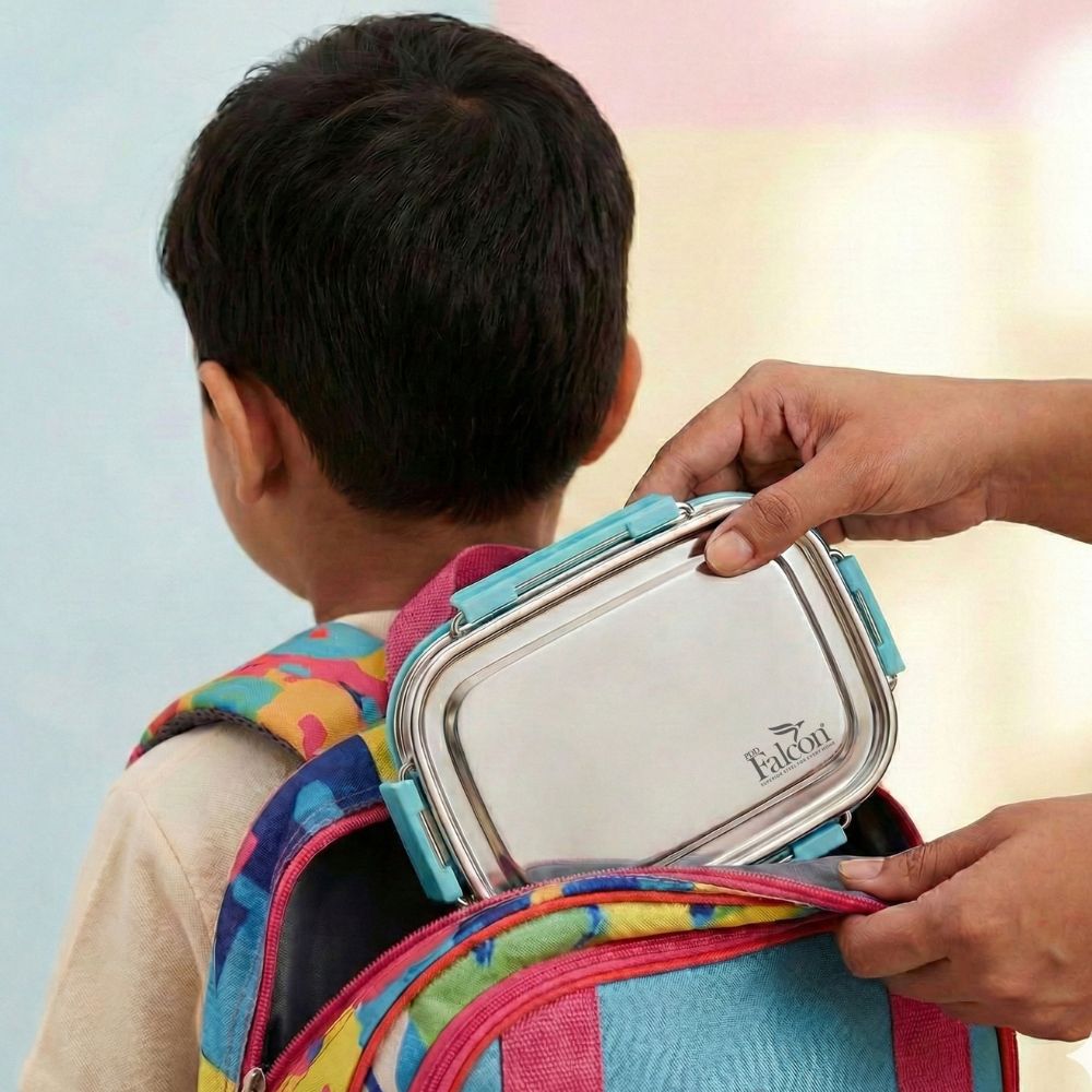 PddFalcon Stainless Steel Recta Aries 100% Leakproof Lunch Box Yellow - 930ml