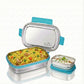 PddFalcon Stainless Steel Recta Munchy Aries 100% Leakproof Lunch Box Sky Blue - 930ml