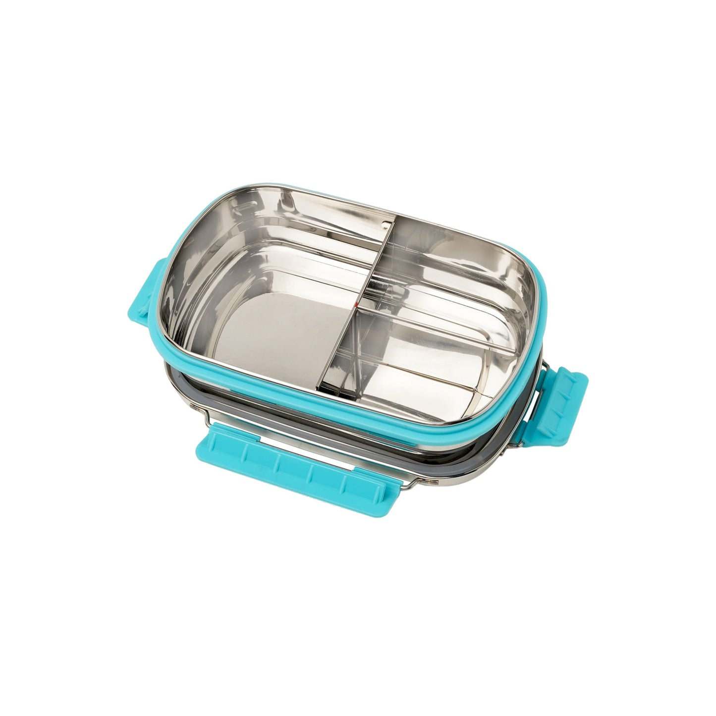 PddFalcon Stainless Steel Munch Trio Lunch Box with 3 Partition - 750ml Sky Blue