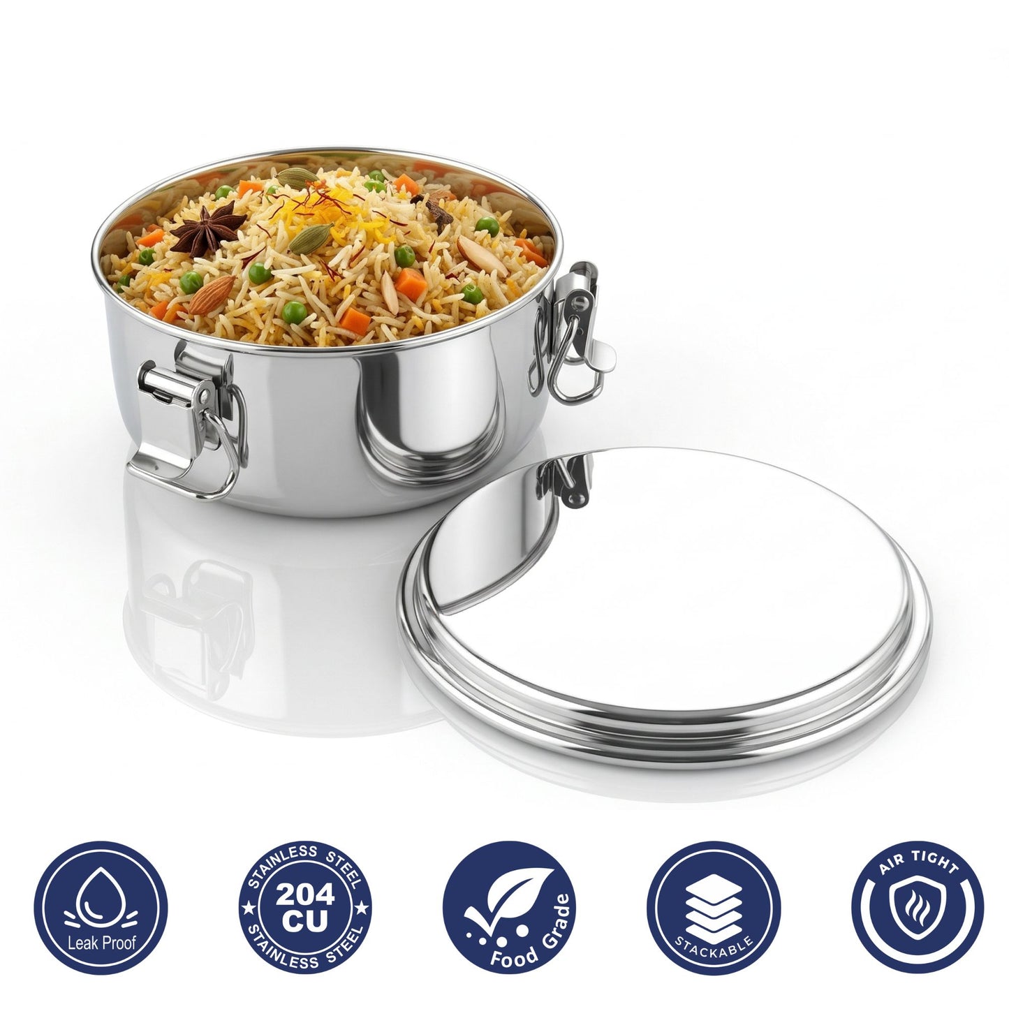 PDDFALCON Stainless Steel Uniclip Container ,100%Leakproof 600ml