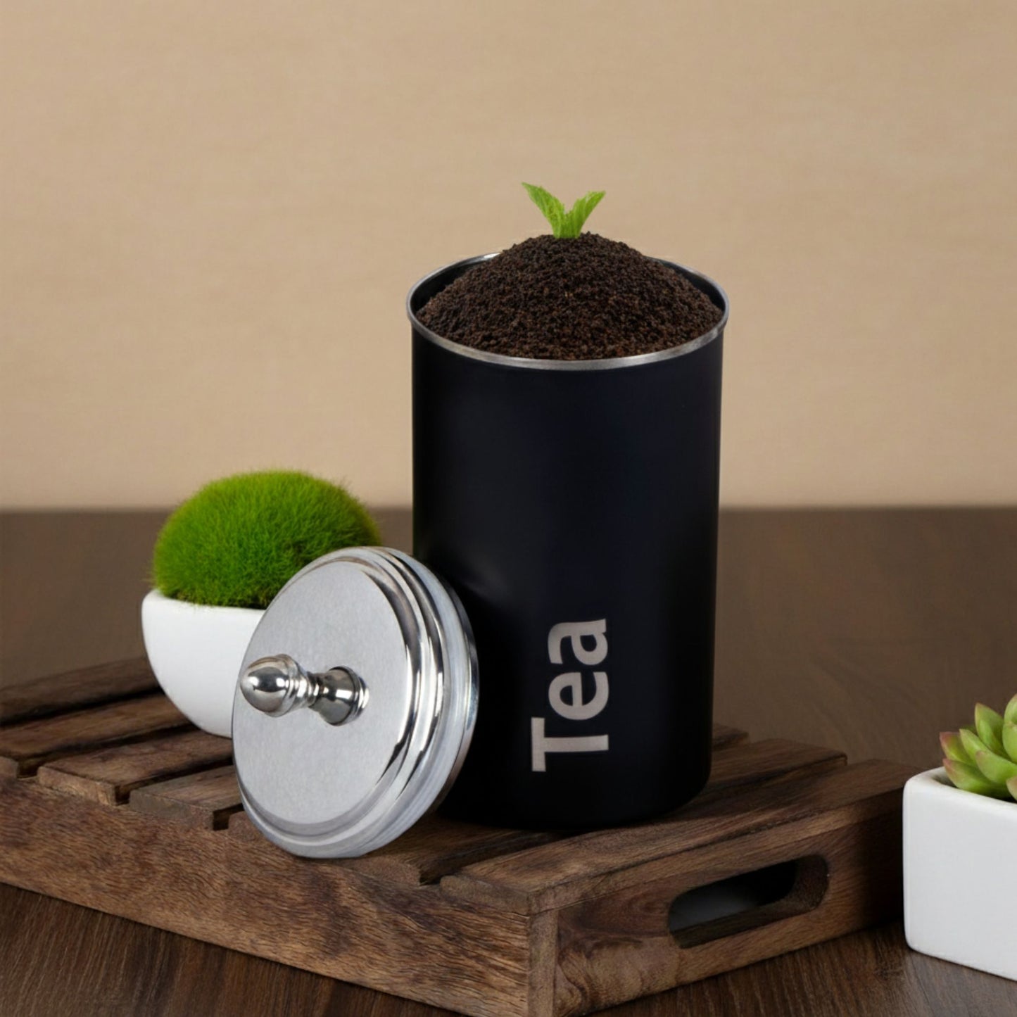 Pdd Falcon Steel Utsaav Canister 750ml Set of 2 - Black & White