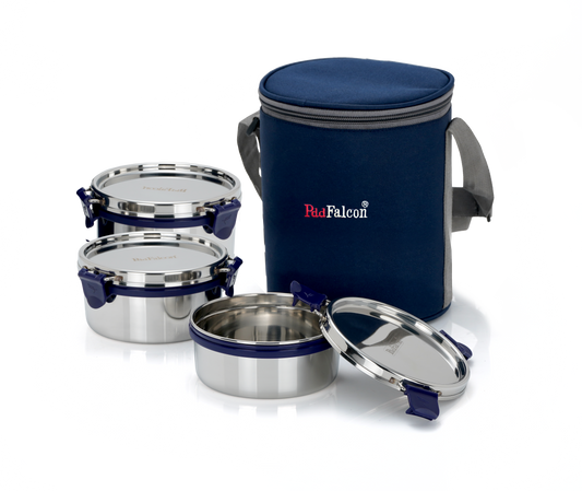 Econxt lunchbox set food grade stainless steel material, steel lids, stackable, easy lock, crack and rust free and BPA free.