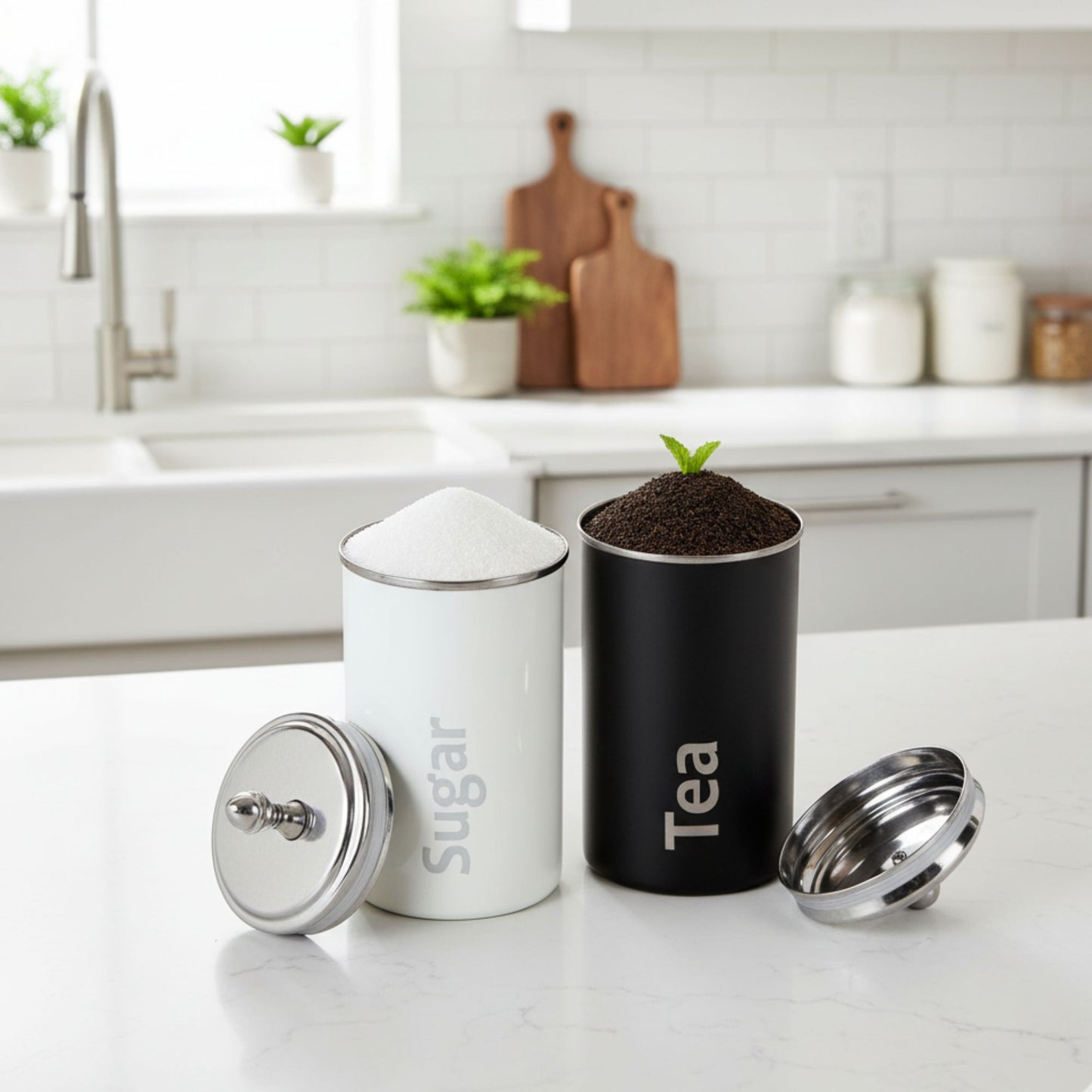 Pdd Falcon Steel Utsaav Canister 750ml Set of 2 - Black & White