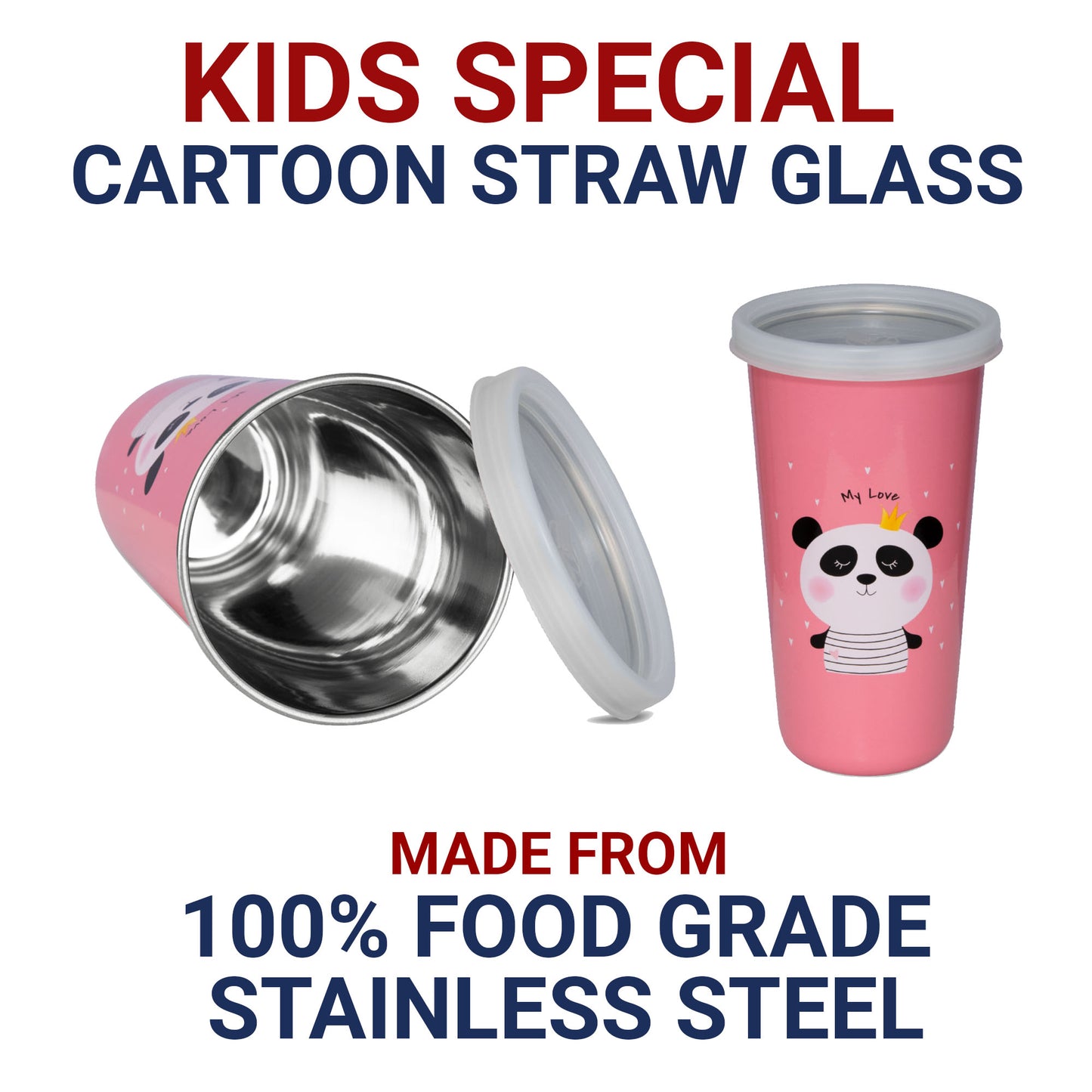 Pdd Falcon Steel Straw Glass 1pcs Panda Pink FP24010_CN3 - 450ml