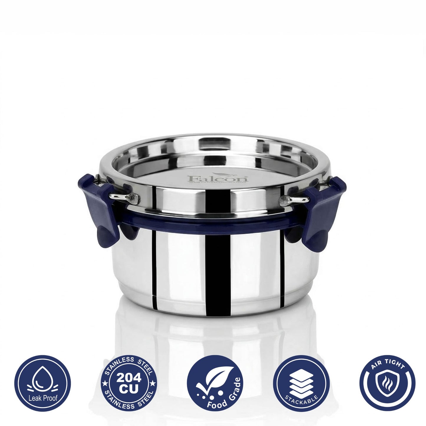 Pdd Falcon Steel Lunch Box Set of 3 Blue FP11007 - 1000ml