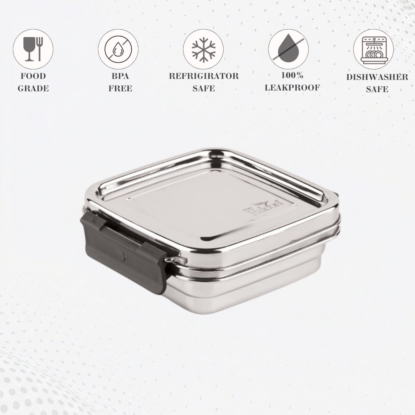 PDDFALCON Stainless Steel Cube Container ,100%Leakproof Container 300ml