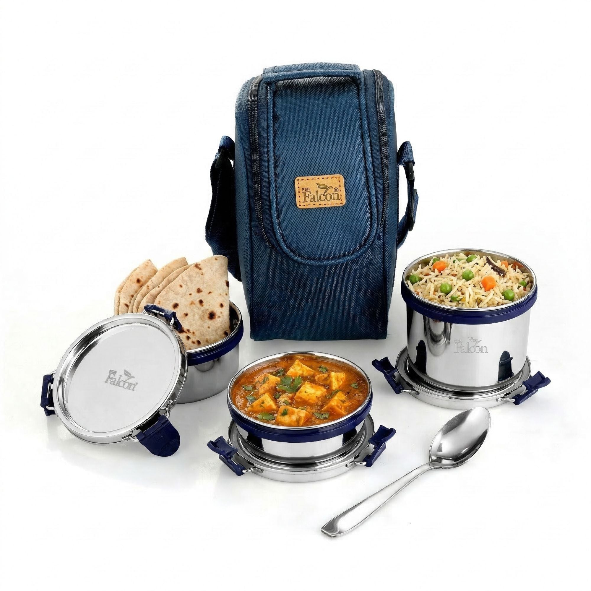 Pdd Falcon Steel Lunch Box Set of 3 Blue FP11007 - 1000ml – PddFalcon