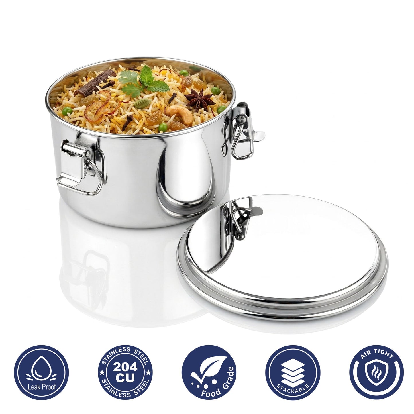 PDDFALCON Stainless Steel Uniclip Container ,100%Leakproof 800ml