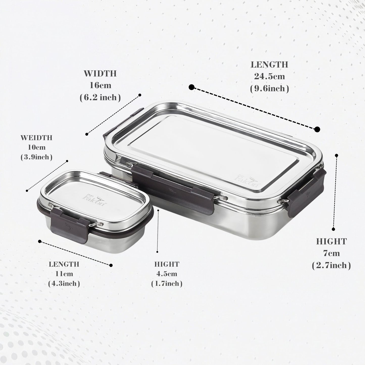 PDDFALCON Stainless Steel Bento Mate with Container 100% Leakproof, Microwave-Safe, BIS Certified, Jindal Seal & Made in India Lunch Box 1000+200ml (1200ml grey)