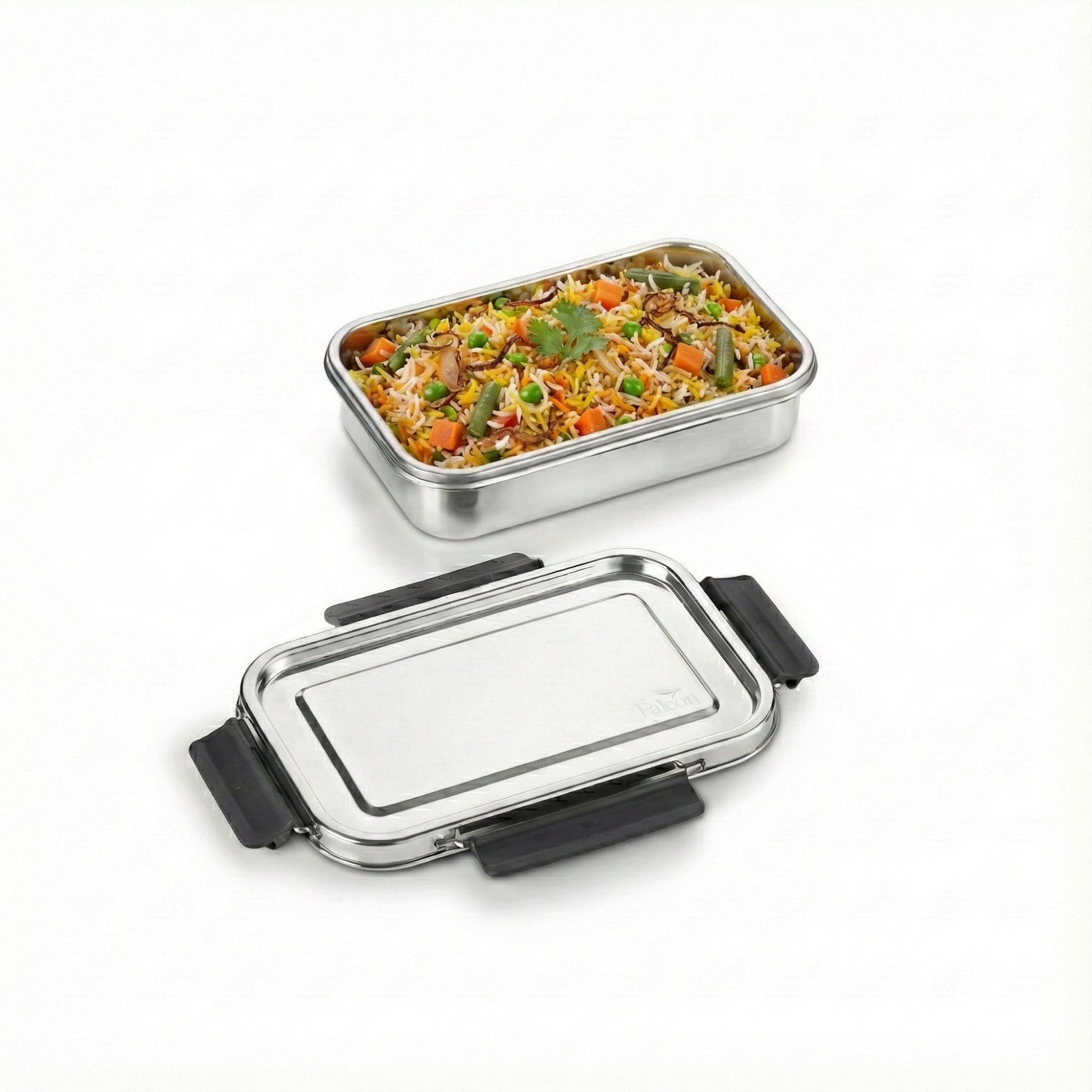 PDDFALCON Stainless Steel Bento Lunch Box Microwave Safe,100%Leakproof Container and Air Tight 1000ml Grey