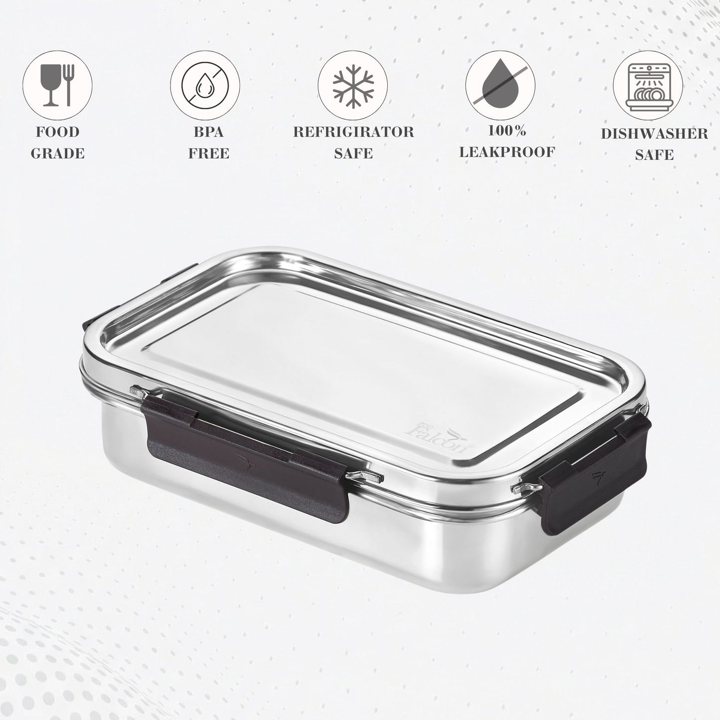 PDDFALCON Stainless Steel Bento Lunch Box Microwave Safe,100%Leakproof Container and Air Tight 1000ml Grey