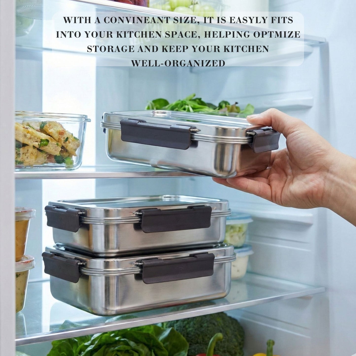 PDDFALCON Stainless Steel Bento Lunch Box Microwave Safe,100%Leakproof Container and Air Tight 1000ml Grey