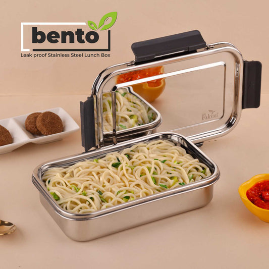 PDDFALCON Stainless Steel Bento Lunch Box Microwave Safe,100%Leakproof Container and Air Tight 1000ml Grey