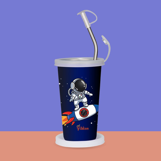 PddFalcon Steel Straw Glass 1pcs Astronaut Dark Blue FP24017 CN10 - 450ml