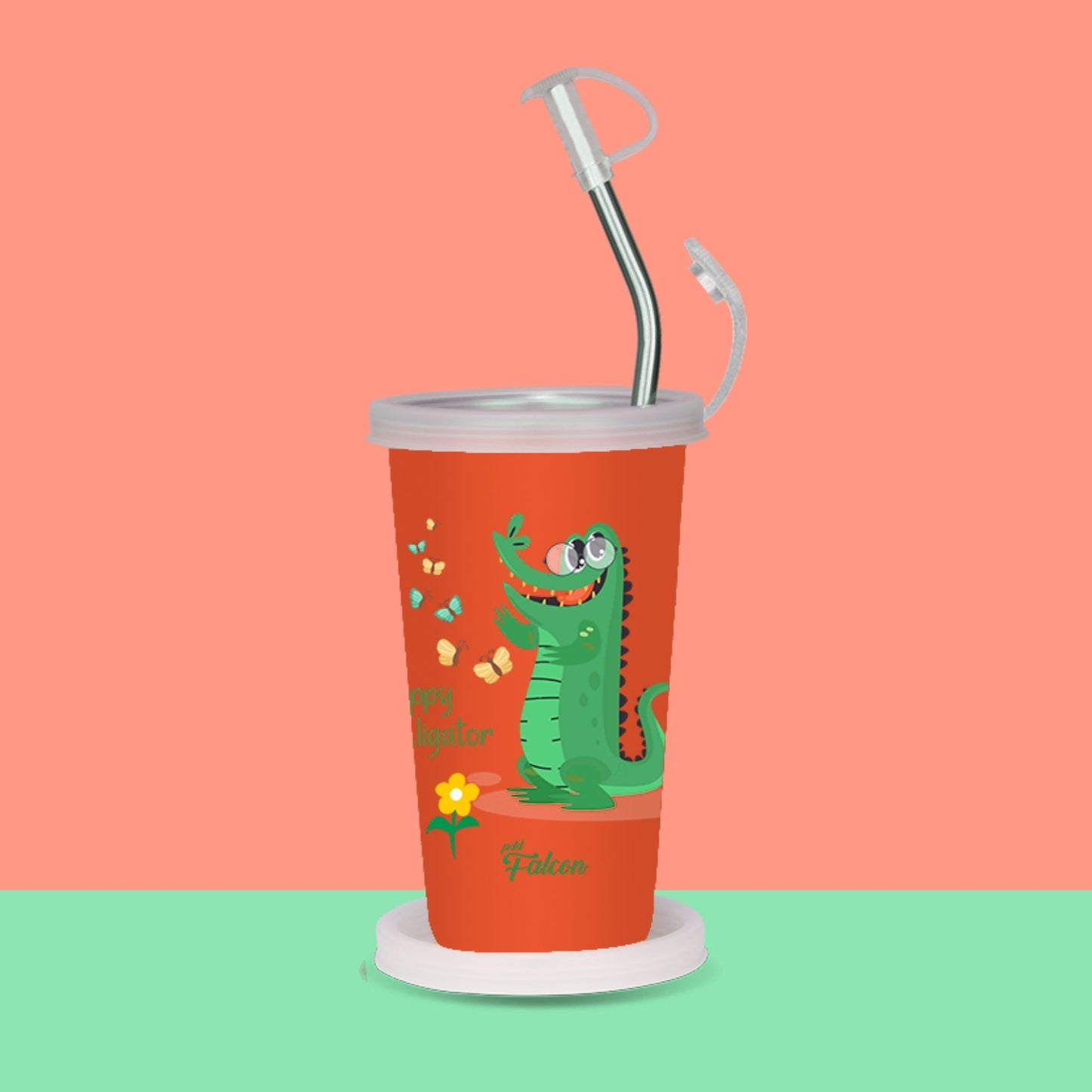 PddFalcon Steel Straw Glass 1pcs Aligator Green FP24014 CN7 - 450ml
