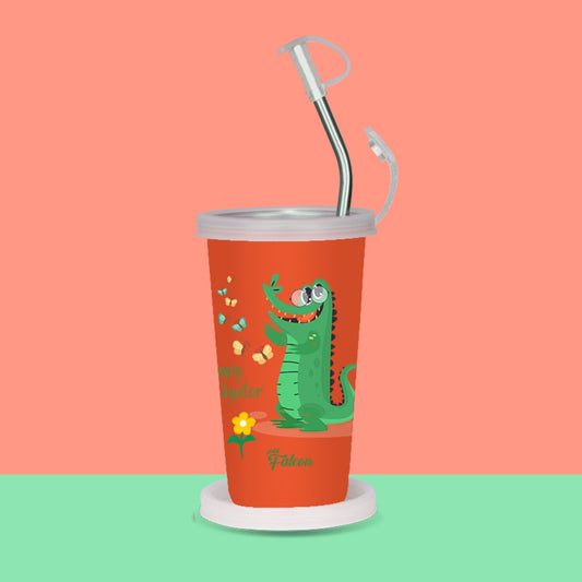 PddFalcon Steel Straw Glass 1pcs Aligator Green FP24014 CN7 - 450ml