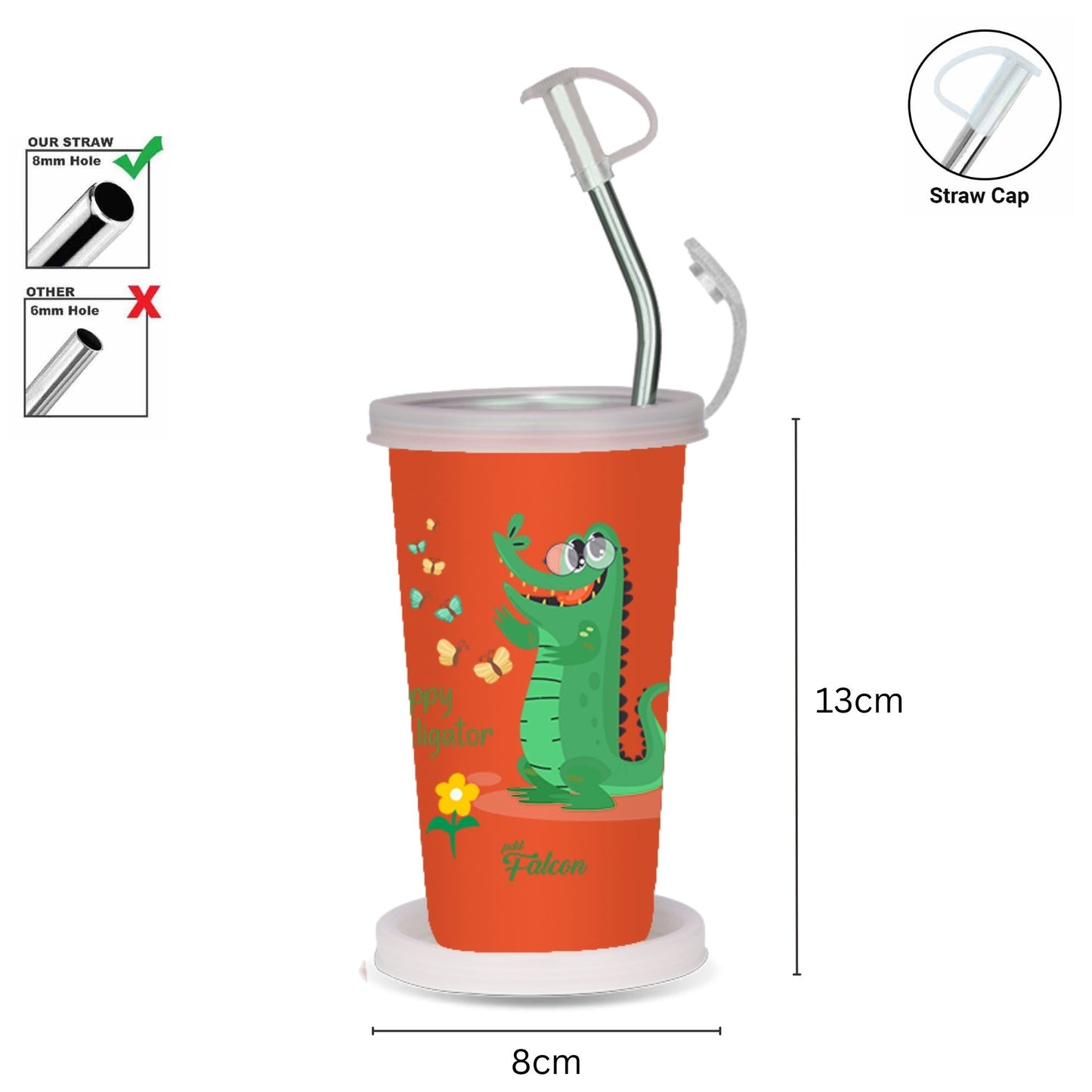 PddFalcon Steel Straw Glass 1pcs Aligator Green FP24014 CN7 - 450ml