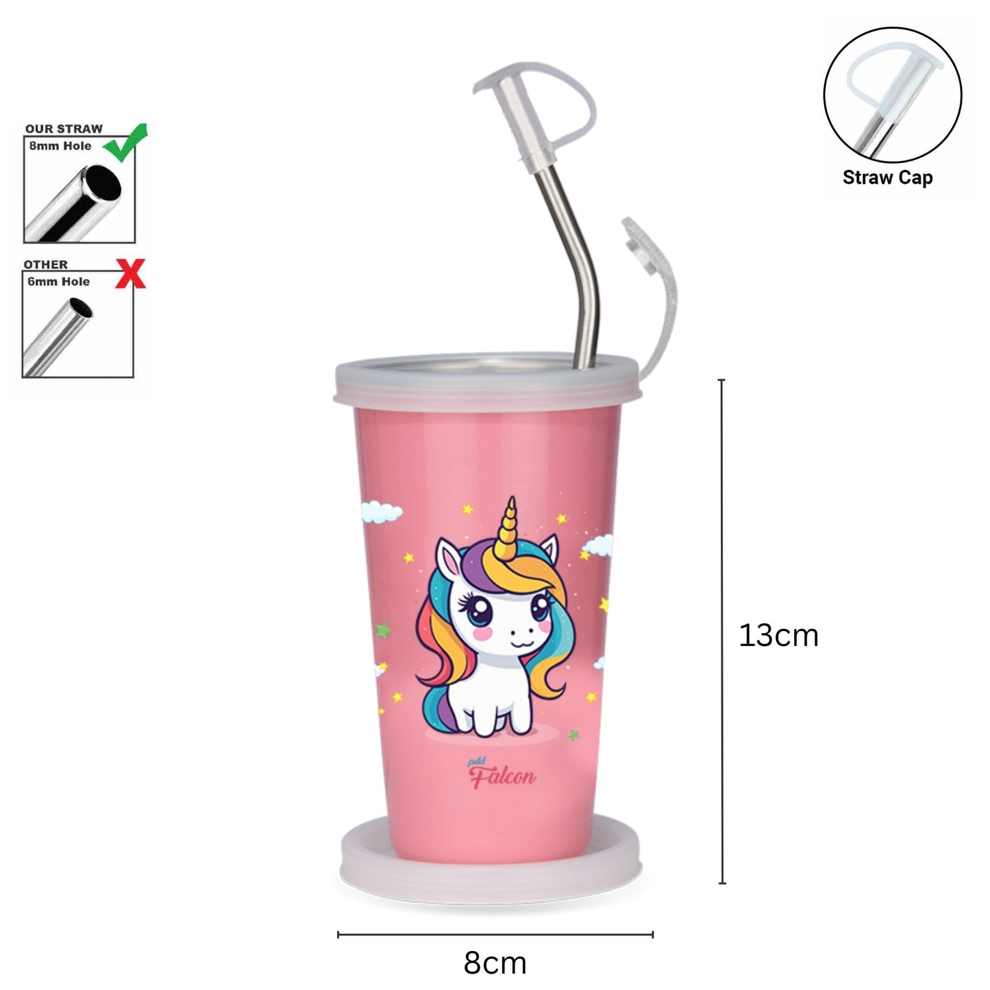 PddFalcon Steel Straw Glass 1pcs Unicron Pink FP24015 CN8 - 450ml