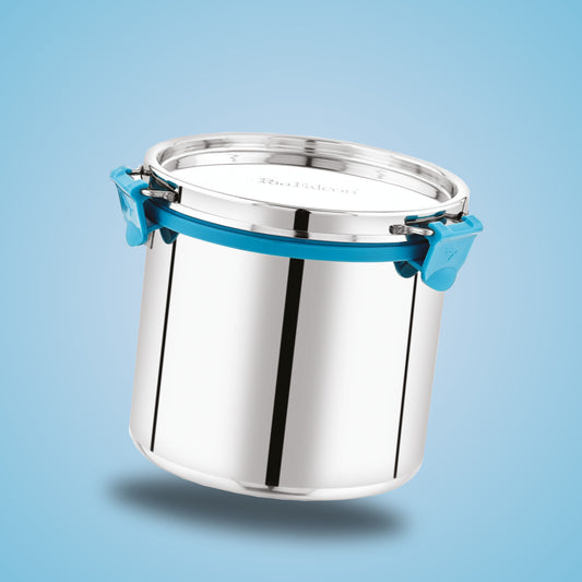 PddFalcon Stainless Steel Container - Milk Can/Oil Can/Milk Container/Oil Pot with Lid, 3500ML Capacity, 18Cm Dia, Silver