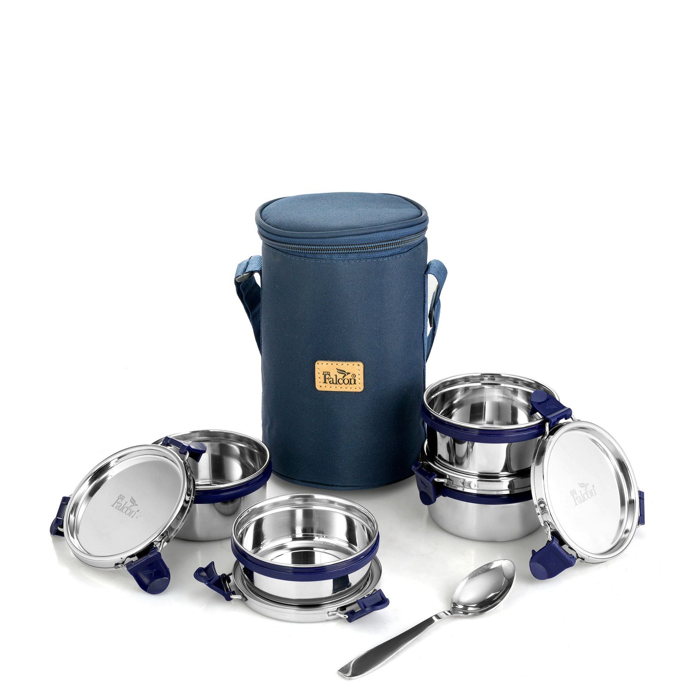 Pdd Falcon Steel Lunch Box Set of 4 Blue FP11009 - 1100ml