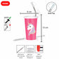 Unicorn themed Stainless steel sipper for kids with steel straw, straw cap, storage lid and straw cleaning brush, its 100% leakproof and crack and rust free.