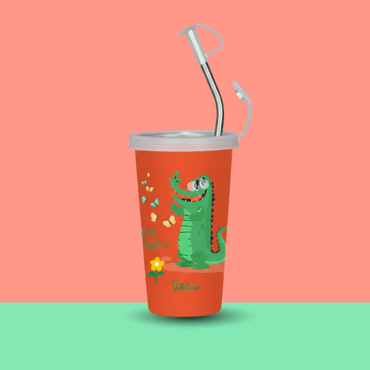 PddFalcon Steel Straw Glass 1pcs Aligator Green FP24014 CN7 - 450ml