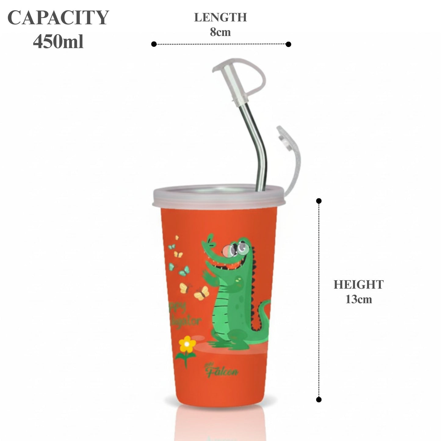 PddFalcon Steel Straw Glass 1pcs Aligator Green FP24014 CN7 - 450ml