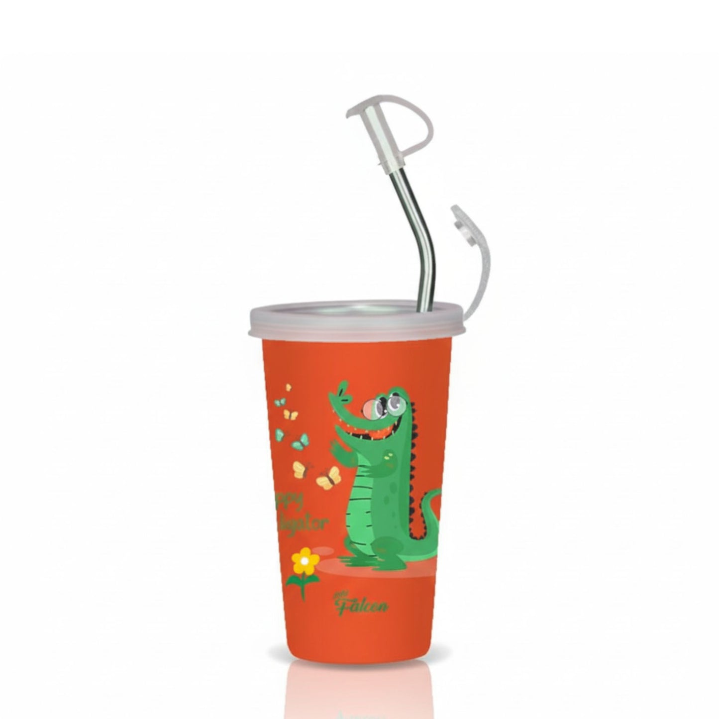 PddFalcon Steel Straw Glass 1pcs Aligator Green FP24014 CN7 - 450ml