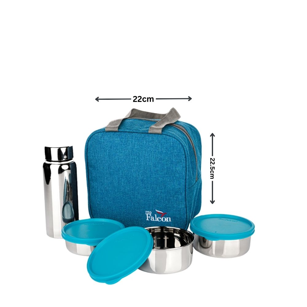 PddFalcon Stainless Steel Dura Max Trendy Lunch Box Set of 4 Sea Green FP02090 - 1800ml