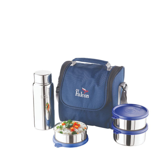 PddFalcon Stainless Steel Dura Milan Lunch Box With 100% Leakproof Water Bottle Set of 4, 1450ml