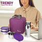 PddFalcon Stainless Steel Dura Max Trendy Lunch Box Set of 4 Purple FP02091 - 1800ml