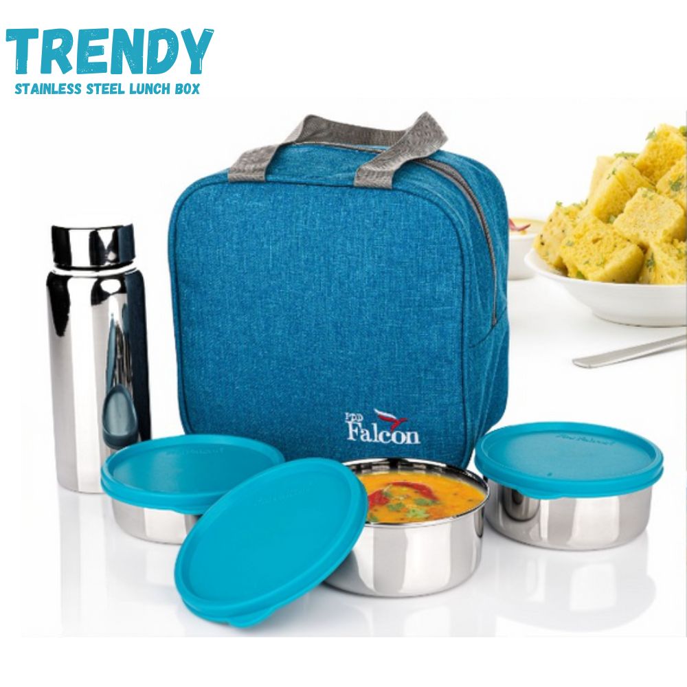 PddFalcon Stainless Steel Dura Max Trendy Lunch Box Set of 4 Sea Green FP02090 - 1800ml