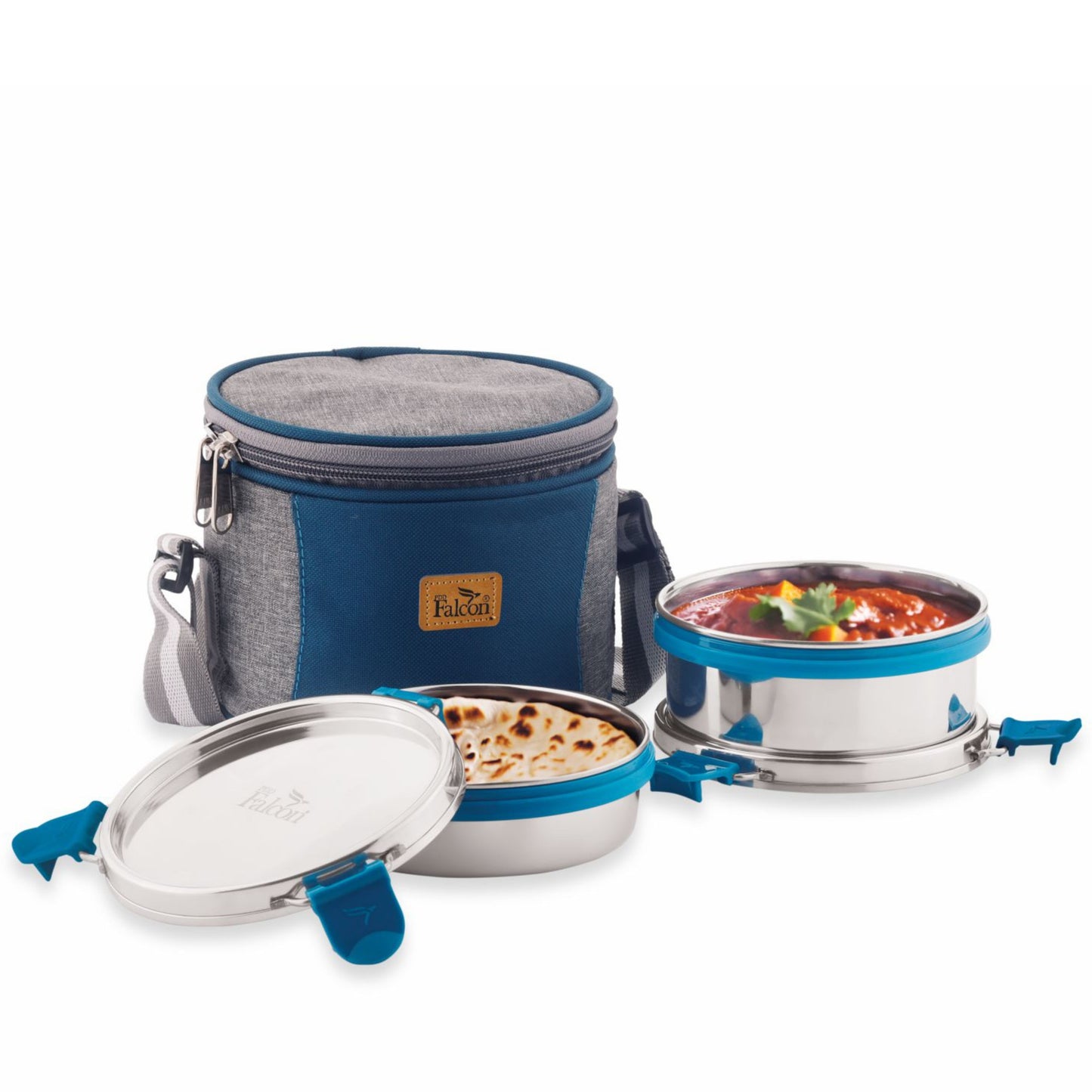 PddFalcon Stainless Steel EcoNxt Lunch Box Lily Turkish Blue Set of 2 - 700ml