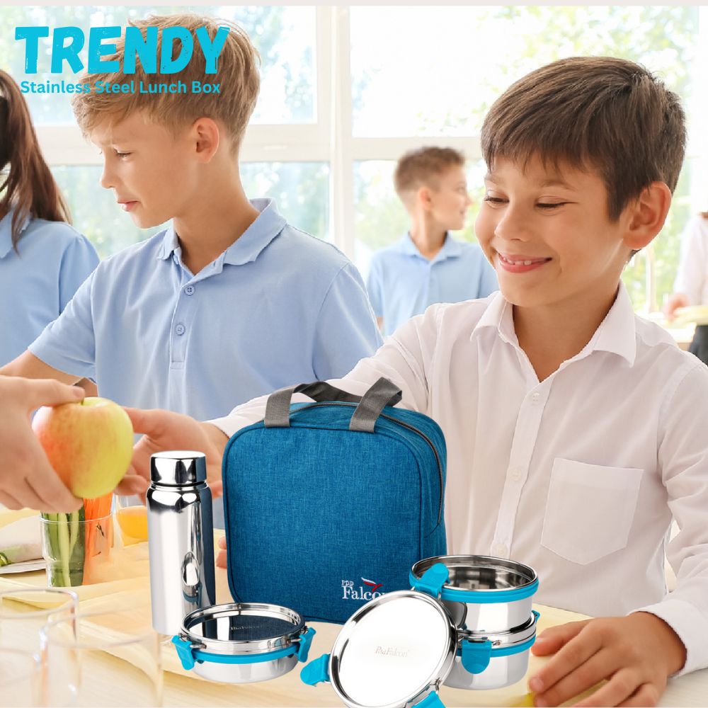 PddFalcon Stainless Steel EcoNxt Max Trendy Lunch Box Set of 4 Sea Green FP11060 - 1800ml