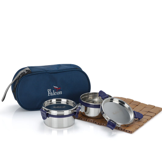 Pdd Falcon Steel Lunch Box Set of 2 Blue FP11005 - 600ml