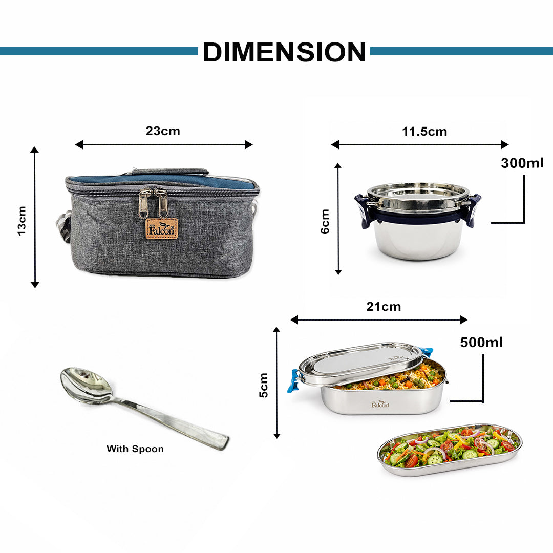 FP 11094 - Oval Meal With Plate Lunch Box Set of 3 -1100ml