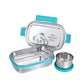 PddFalcon Stainless Steel Recta Munchy With Panda Print 100% Leakproof Lunch Box Sky Blue - 875ml